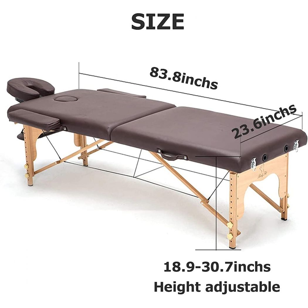 Beauty Salon Solid Wooden Legs Foldable Adjustable Massage Bed